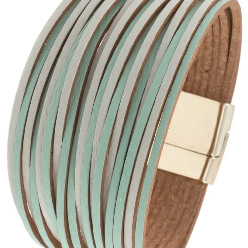 Multi Cord Bracelet Faux Leather - Mint